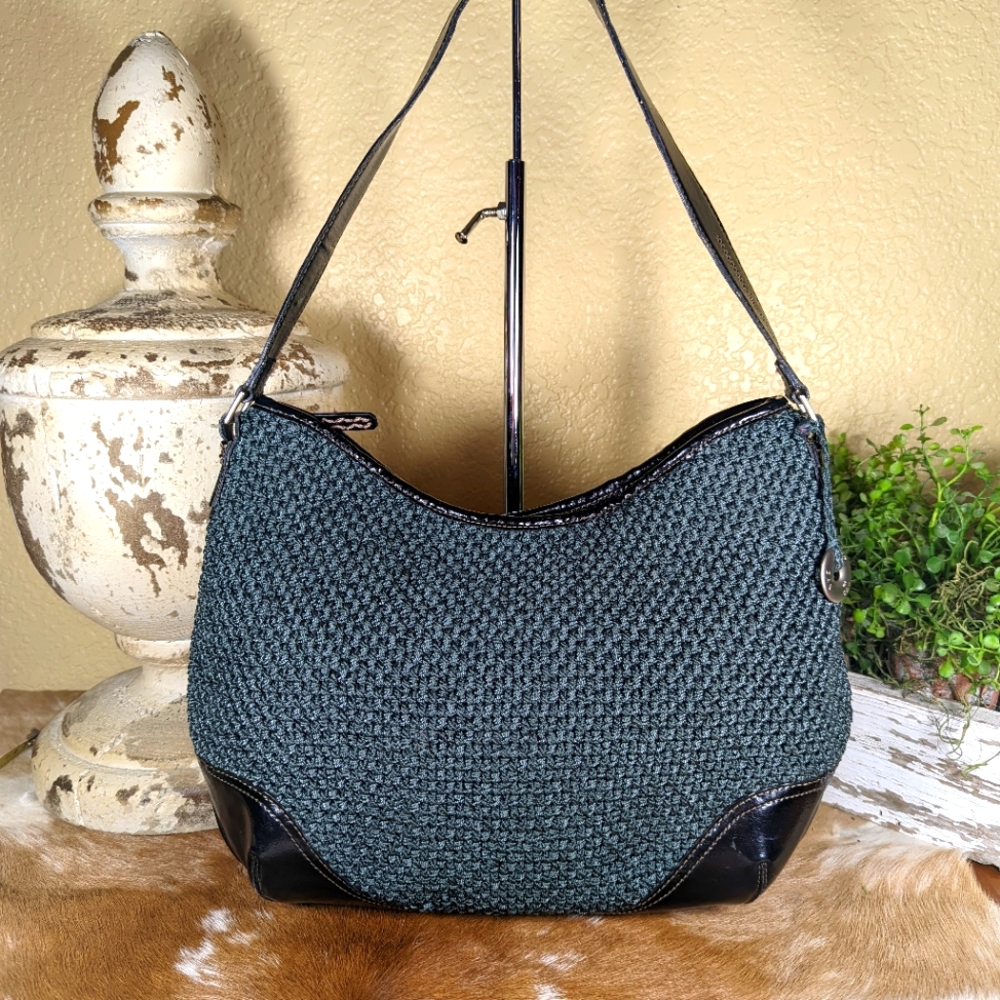 The Sak Blue Woven Hobo with Black Trim
